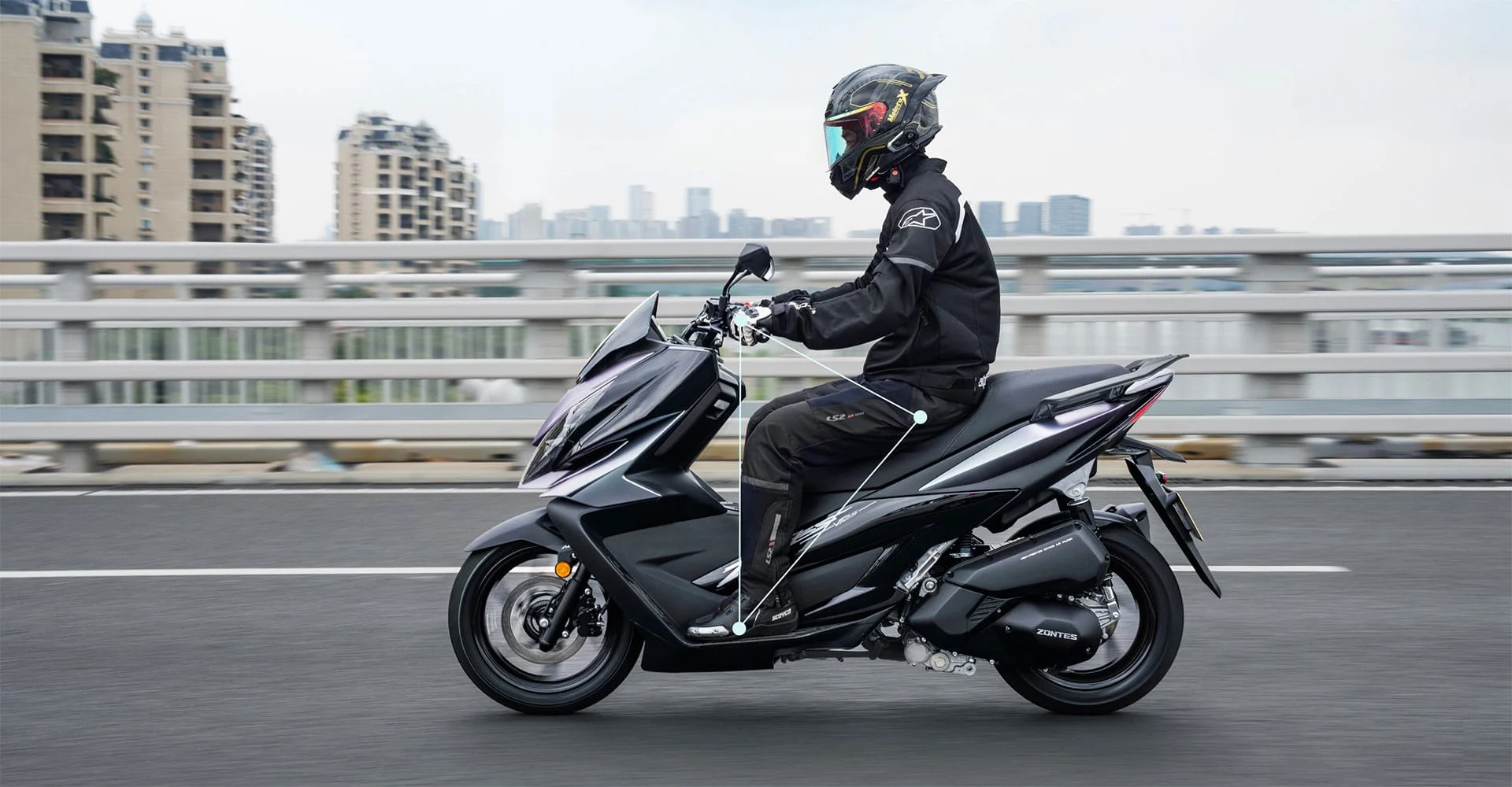 A Zontes V125 ergonómiai háromszöge